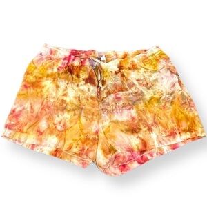 Tie dye 3XL shorts linen rayon pockets fall colors plus ice dye